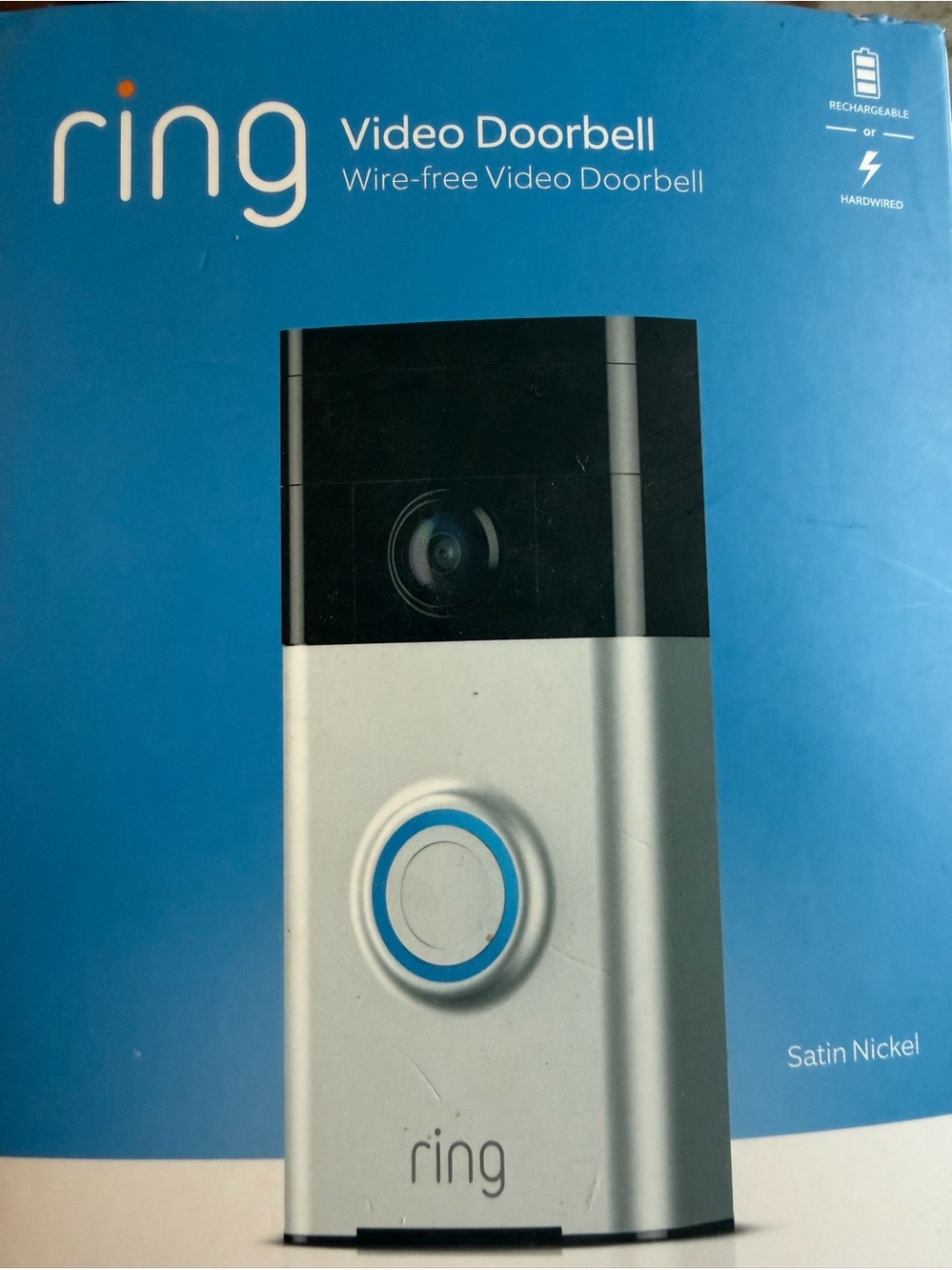 NEW Ring Video Doorbell 1st Gen Wire-Free HD WiFi Satin Nickel in Box